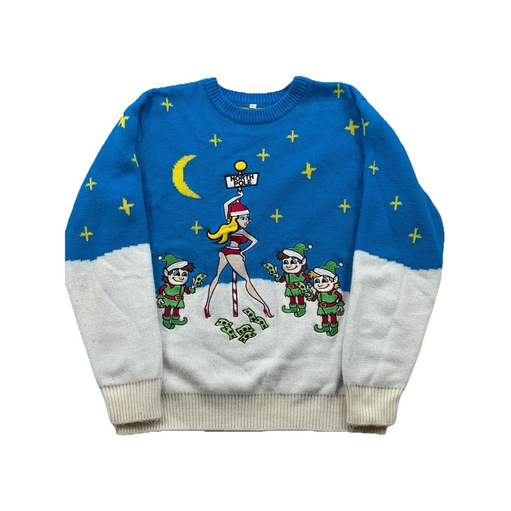 Naughty Christmas Sweater Funny Ugly Holiday L